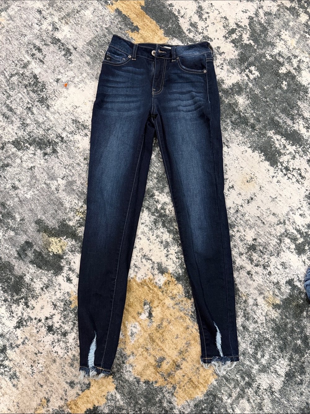Women's KanCan Dark Indigo High-Rise Skinny Jeans with Raw Hem